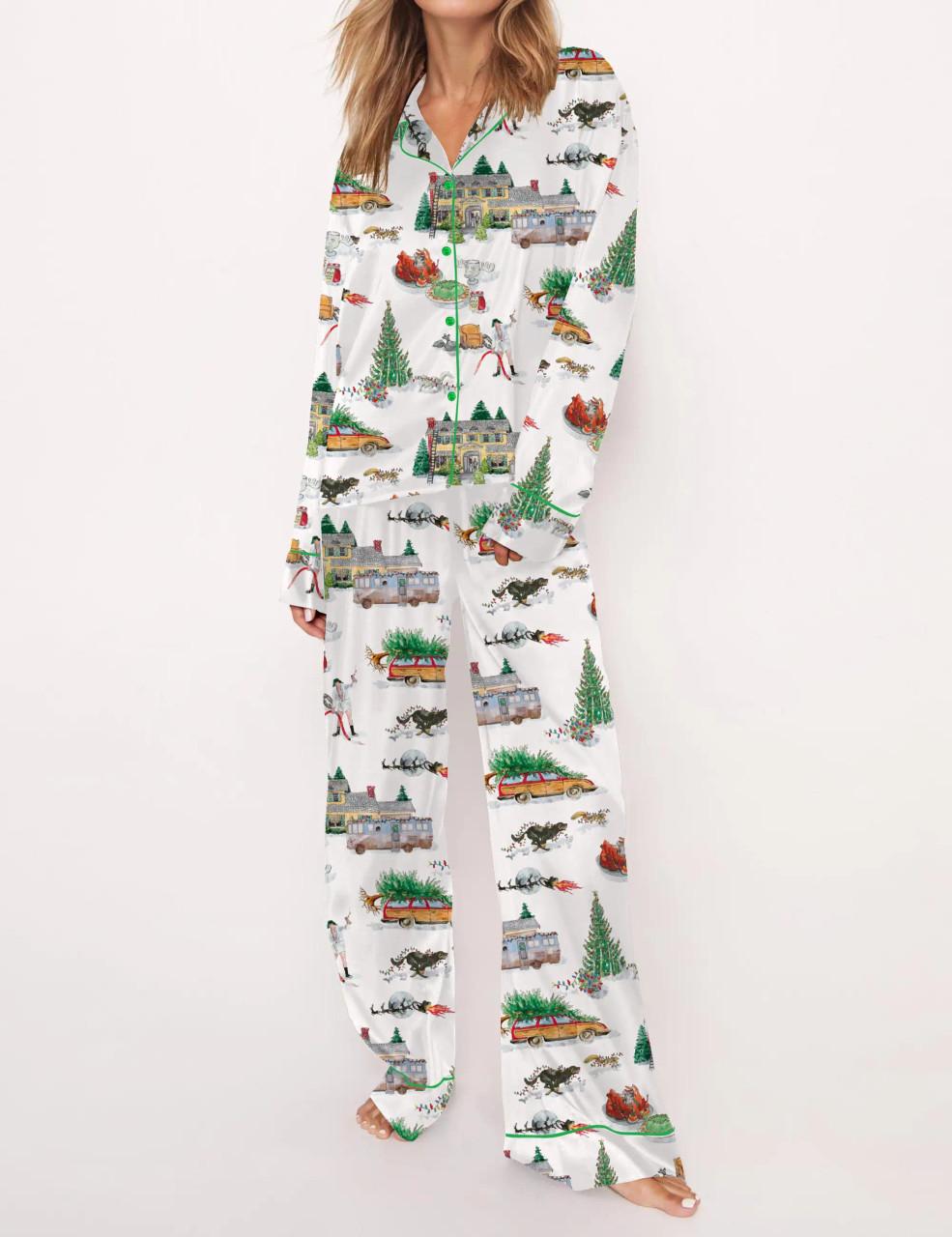 Lampoon's Christmas Satin Pajama Set For Women	