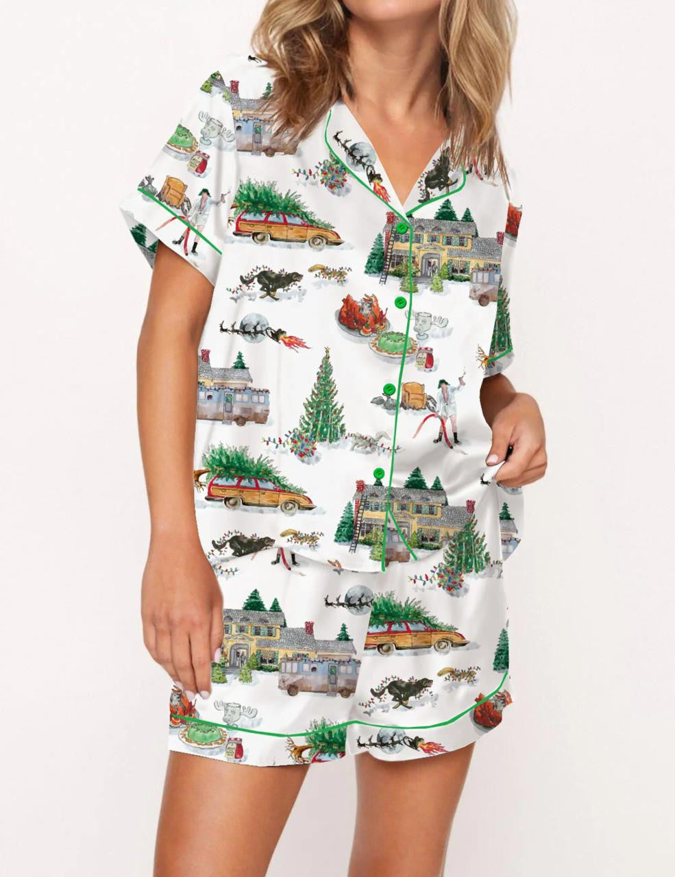 Lampoon's Christmas Satin Pajama Set For Women	