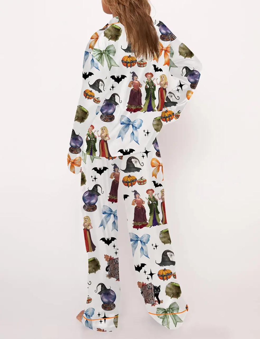 Retro Halloween Bad Witches Satin Pajama Set	