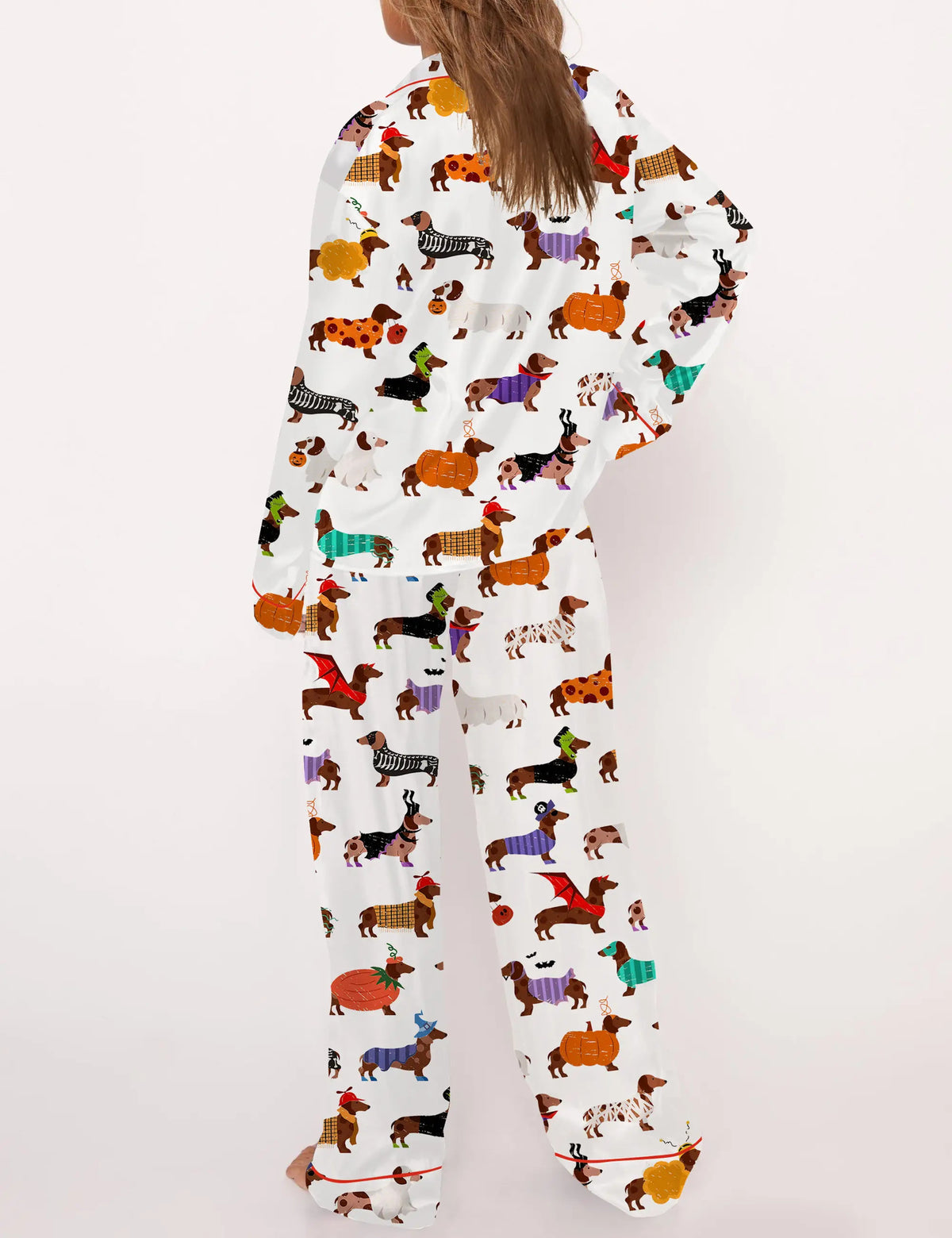 Halloween Dachshund Silky Satin Pajama Set For Women	