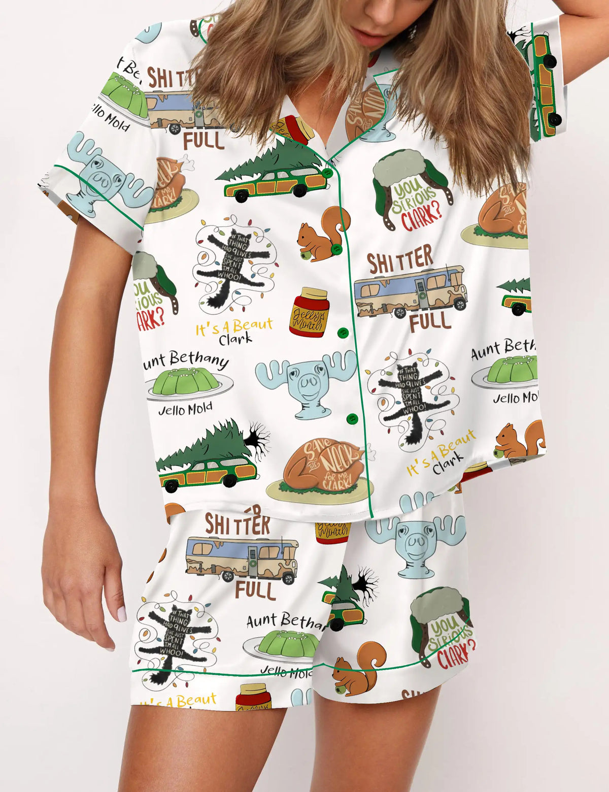 It's A Beaut Clark Christmas Vacation Satin Pajama Set For Women	