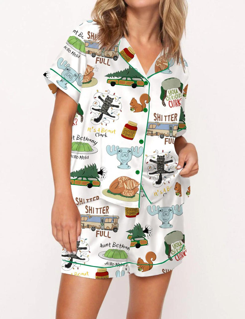It's A Beaut Clark Christmas Vacation Satin Pajama Set For Women	