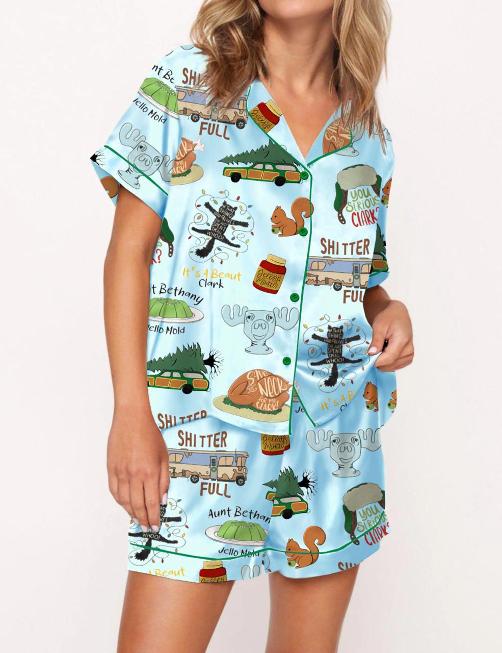 It's A Beaut Clark Christmas Vacation Satin Pajama Set For Women	