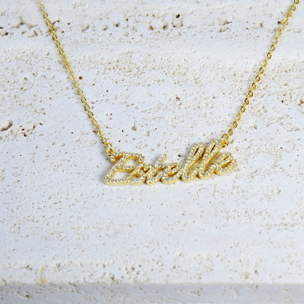 Personalized Dainty Name Necklace with Diamond Minimalist Necklace Iced Out Jewelry