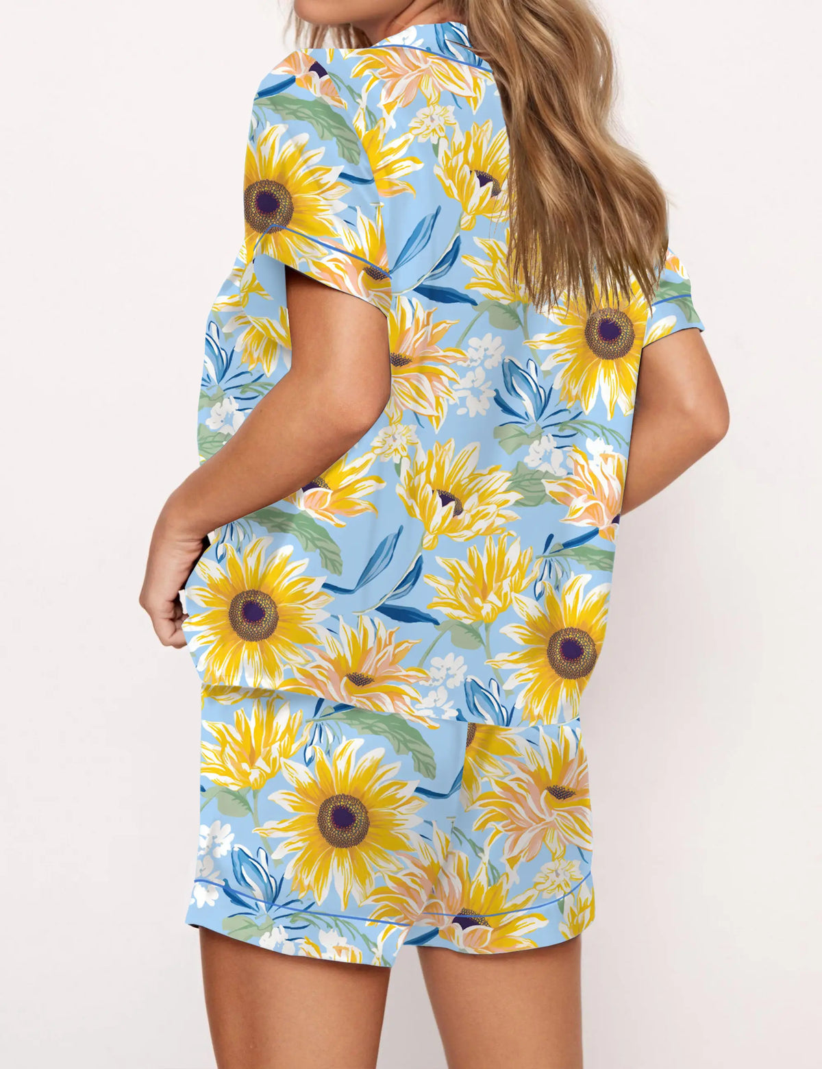 Sunflower Silky Satin Pajama Set For Women	