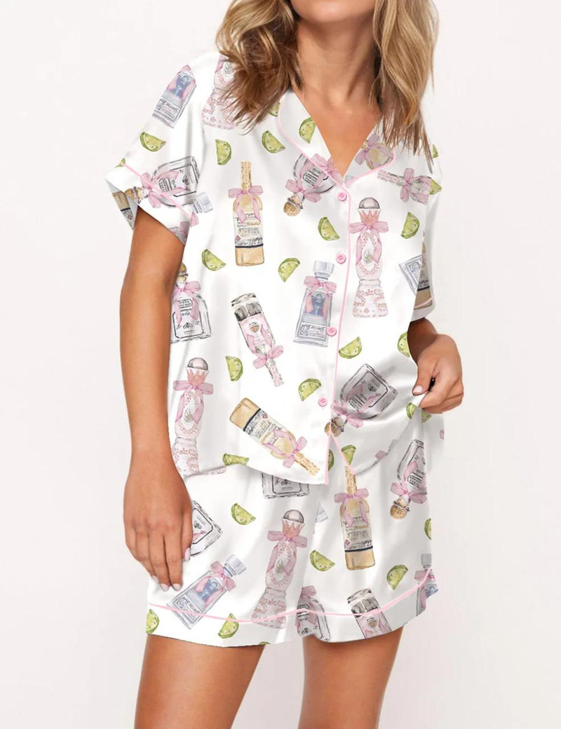 Tequila Bottle Satin Pajama Set	