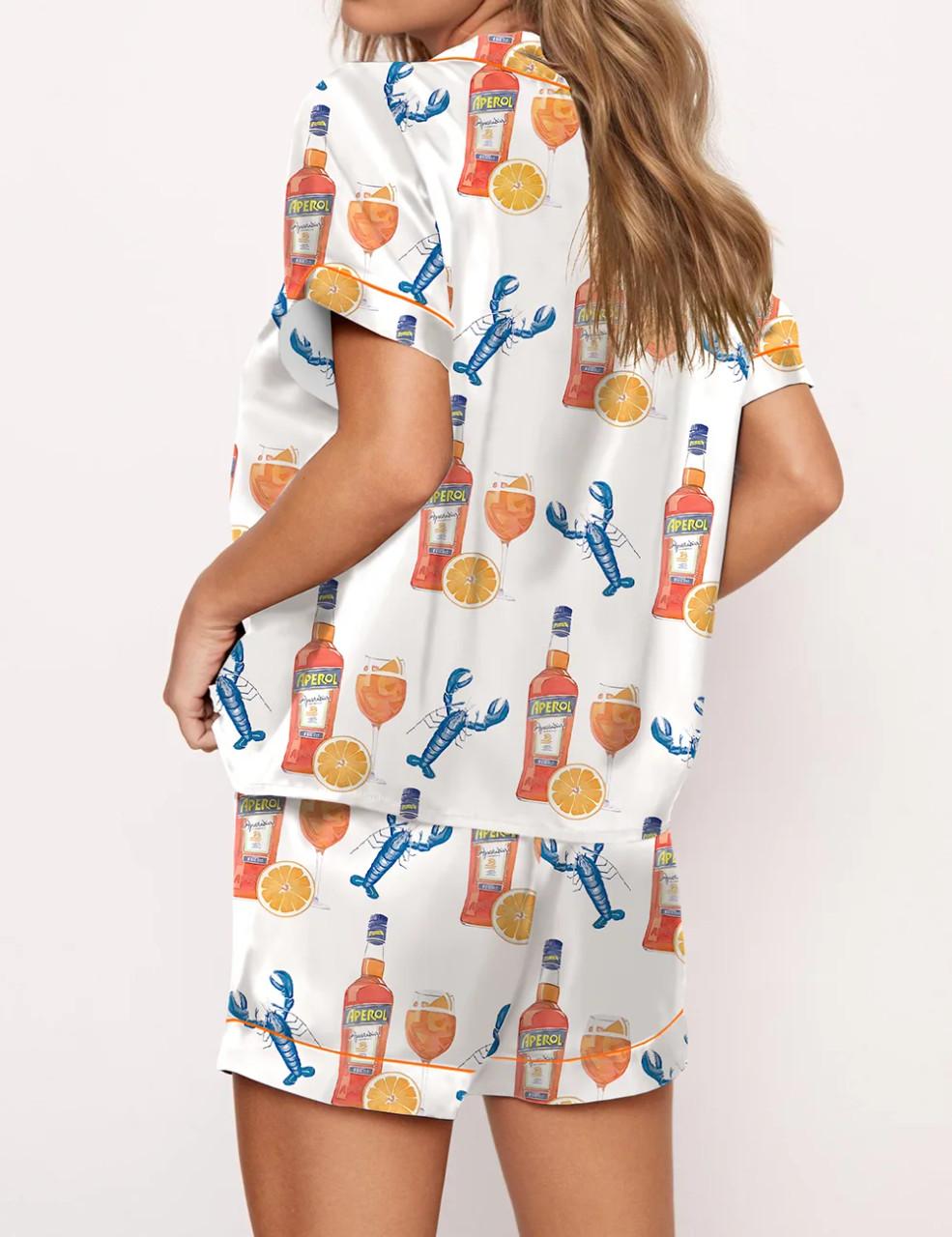 Lobster Aperol Spritz Trio Satin Pajama Set	