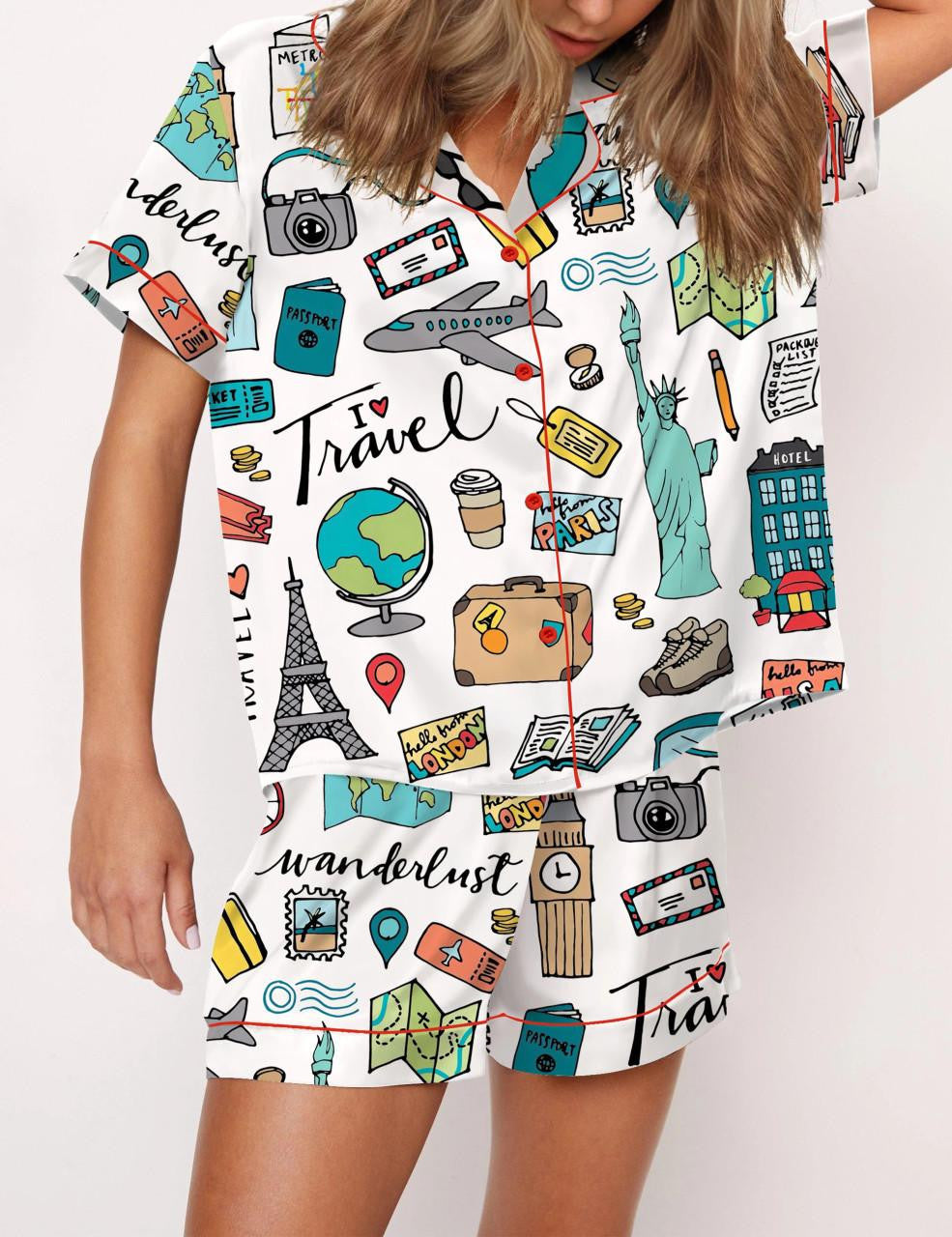 Travel Satin Pajama Set For Women	