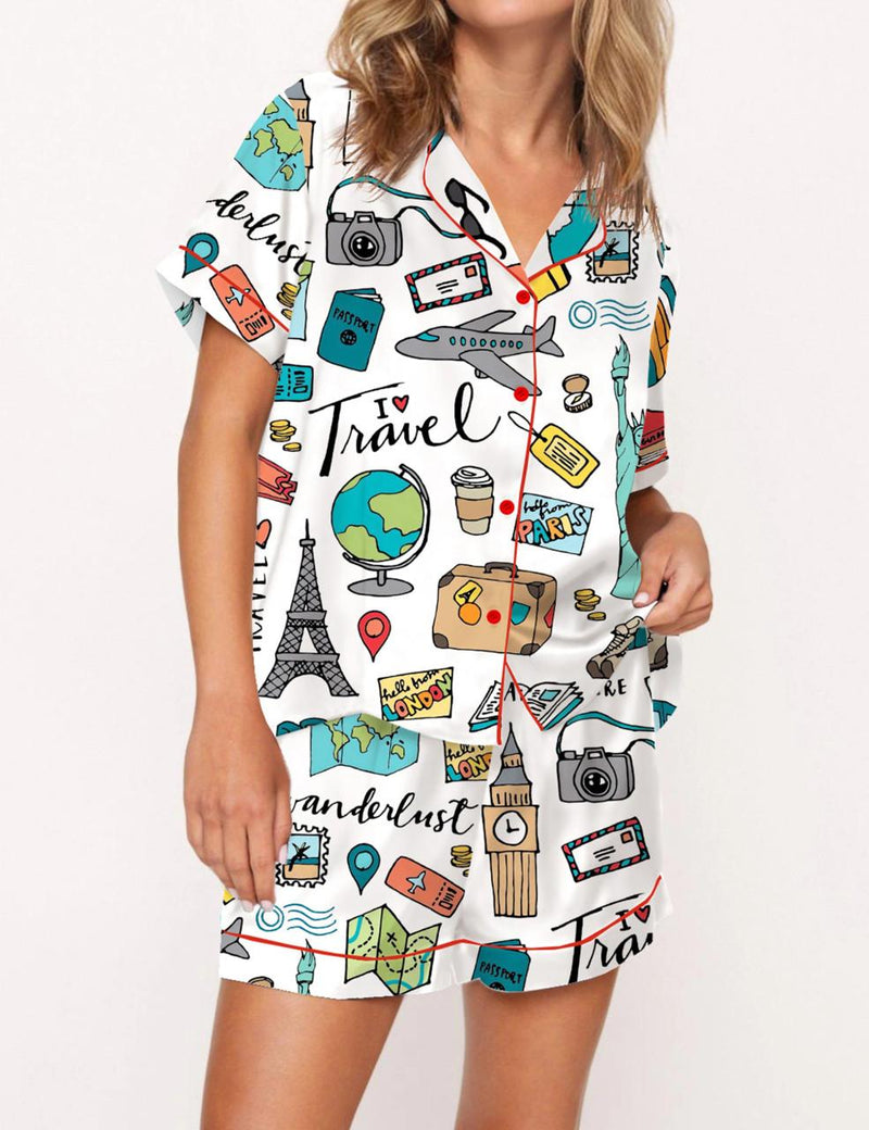 Travel Satin Pajama Set For Women	
