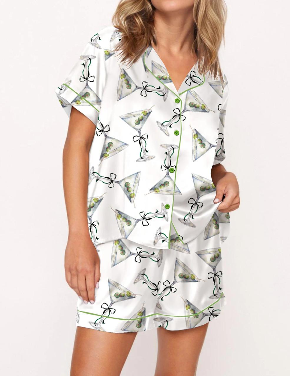 Martini Bow Satin Pajama Set	