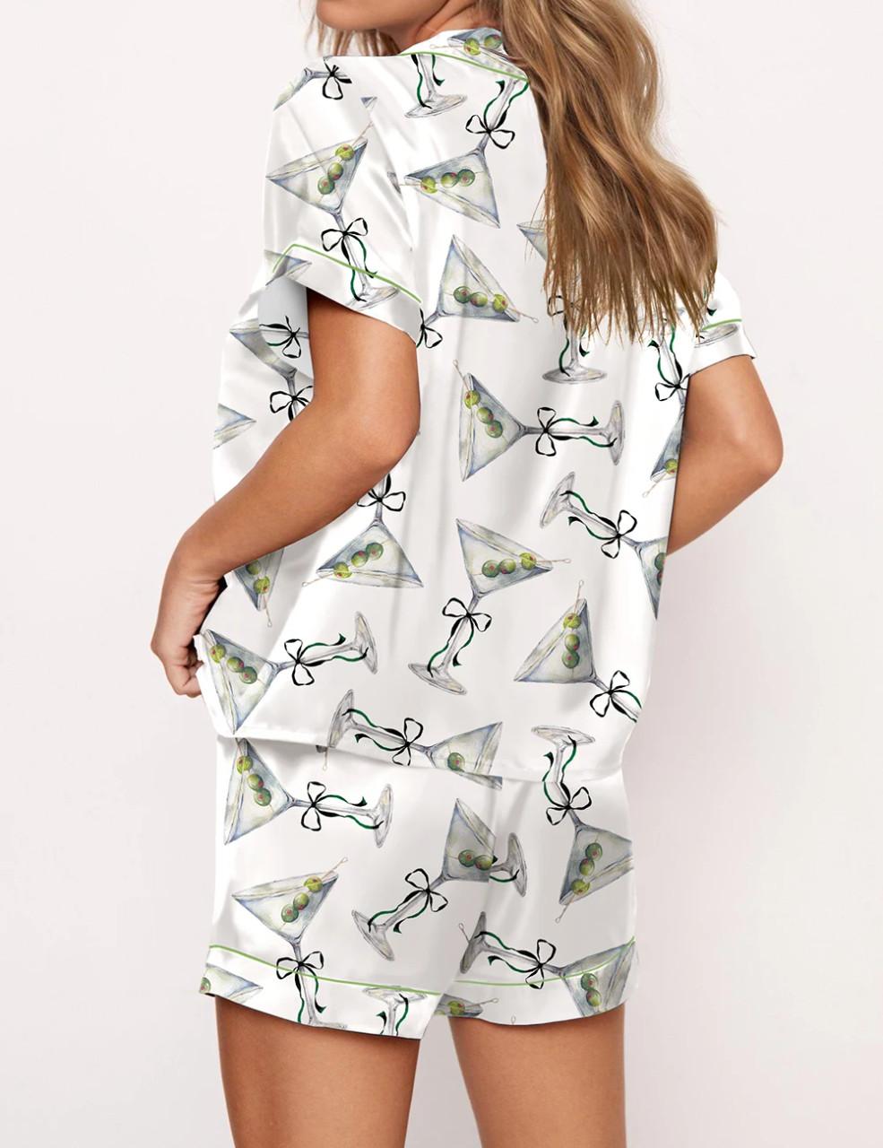 Martini Bow Satin Pajama Set	