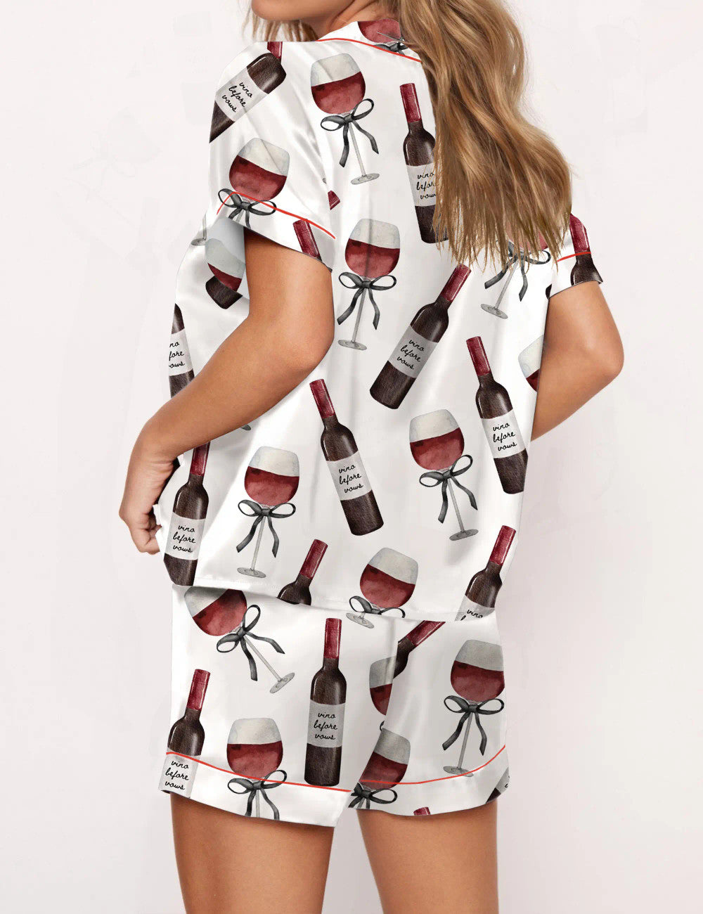 Red Wine Silky Satin Pajama Set For Women	