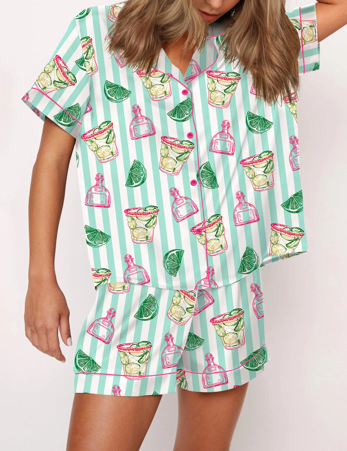 Spicy Margarita Silky Satin Pajama Set For Women	