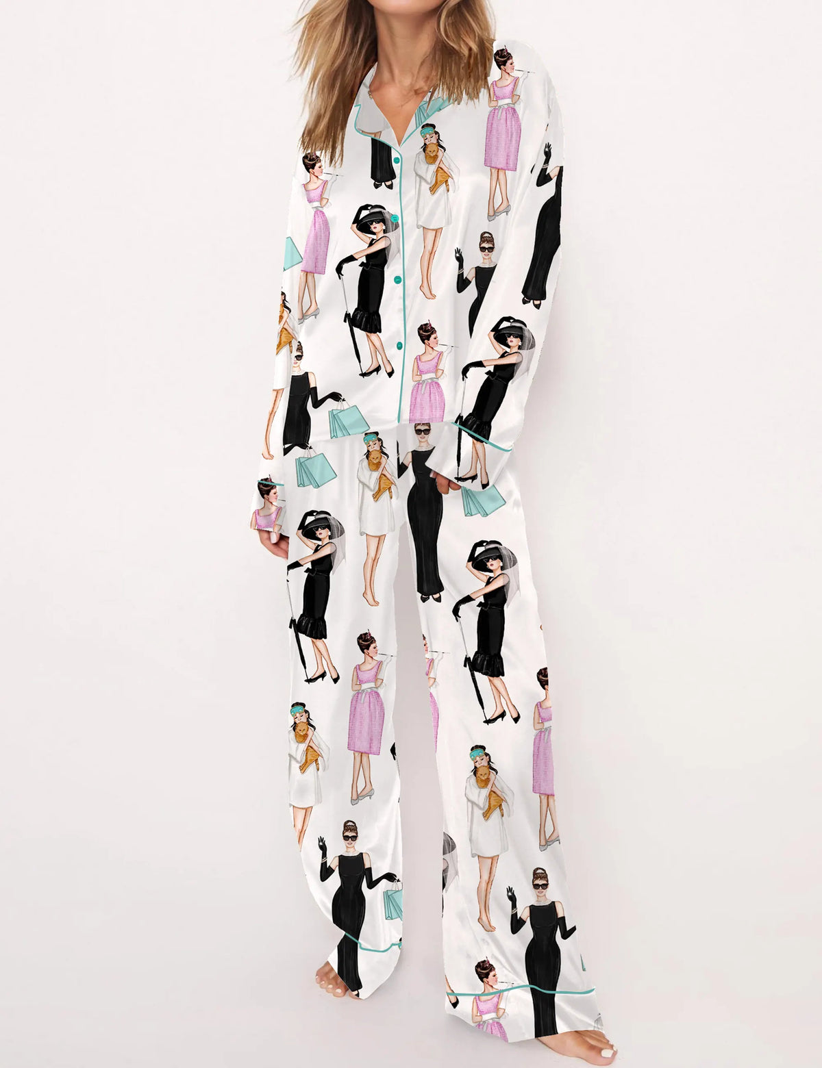 Breakfast At Tiffany's Satin Pajama Set For Women	