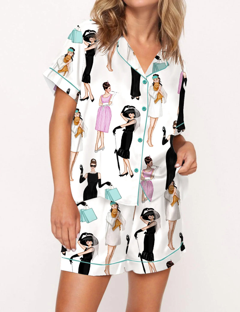 Breakfast At Tiffany's Satin Pajama Set For Women	