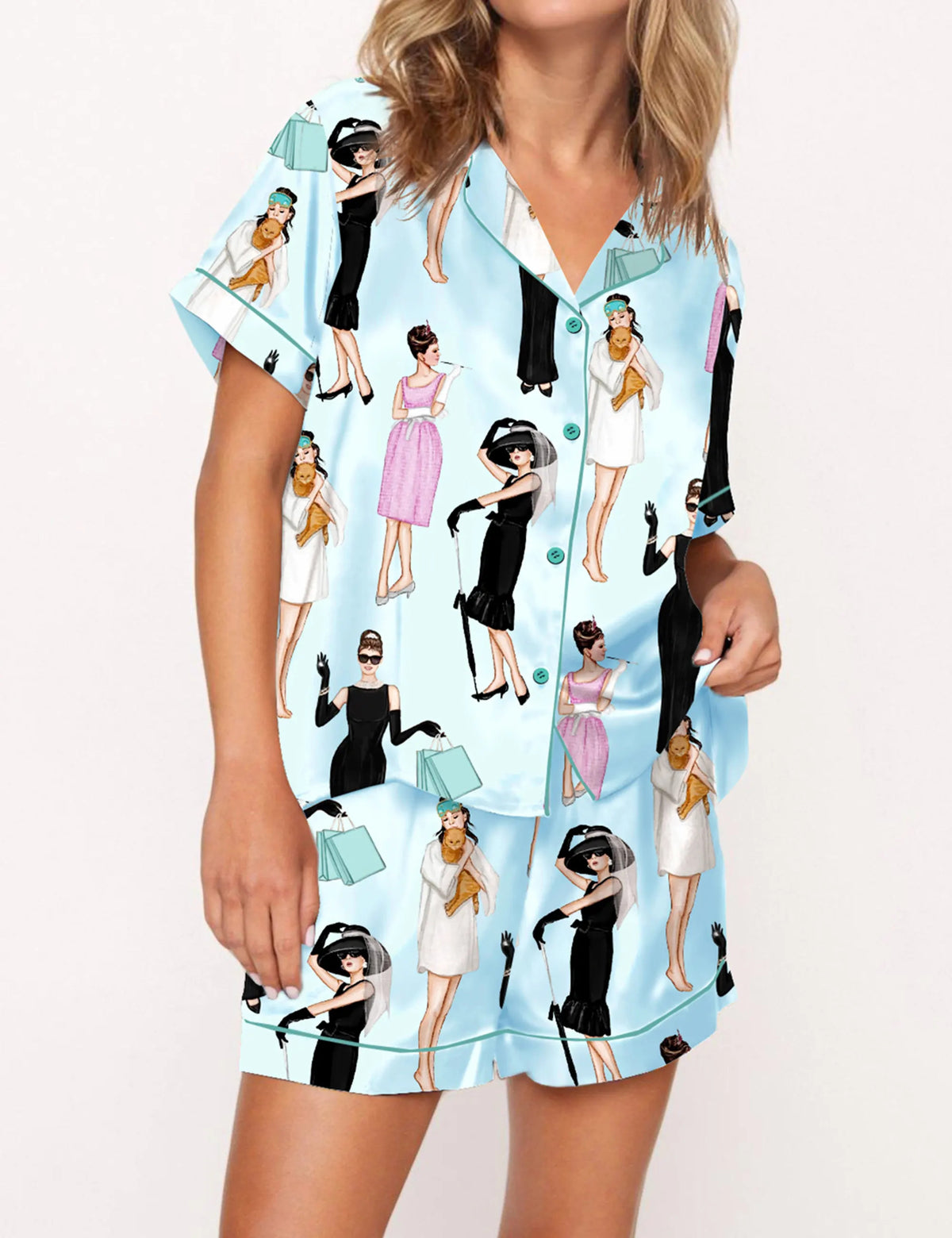 Breakfast At Tiffany's Satin Pajama Set For Women	