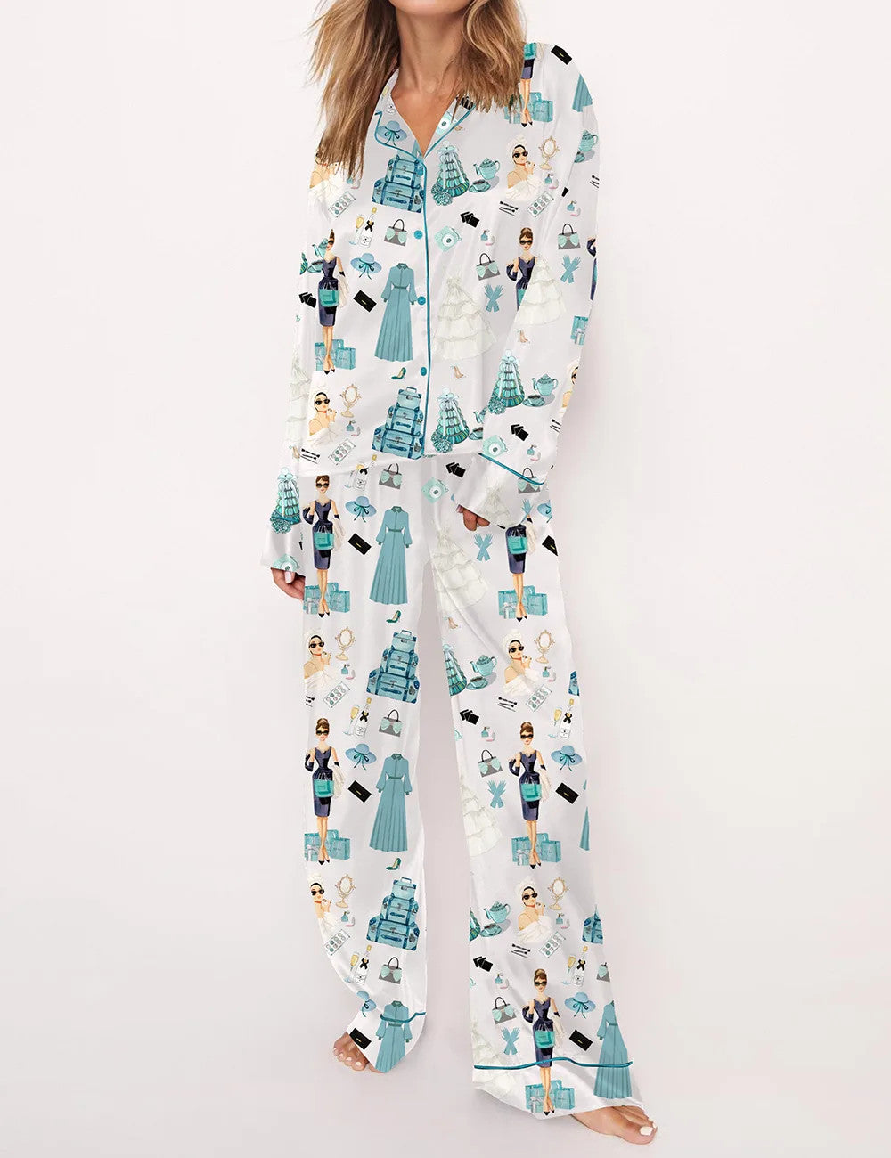 Breakfast At Tiffany's Print Pajama Set	