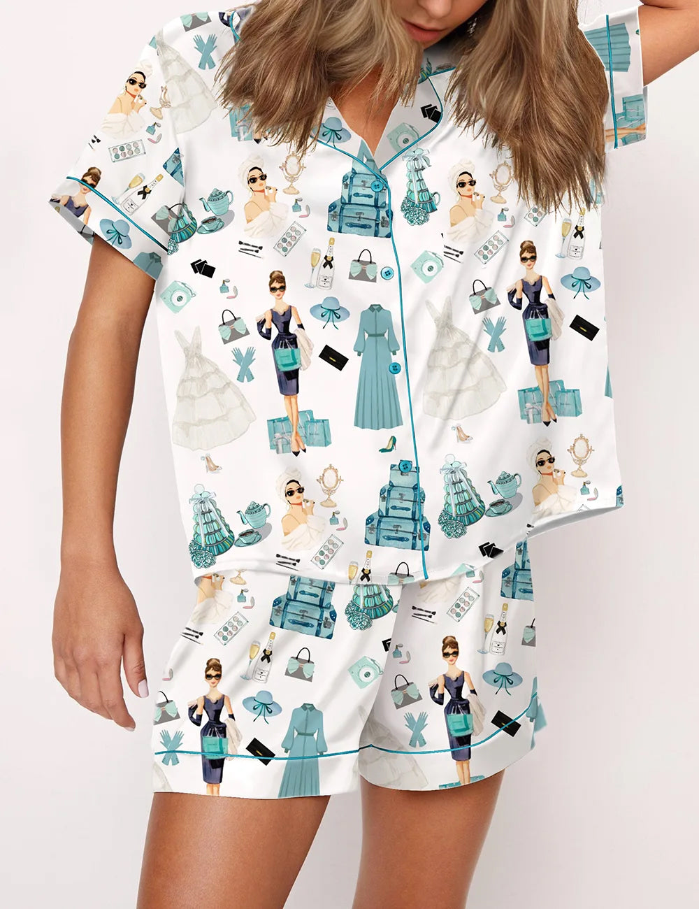 Breakfast At Tiffany's Print Pajama Set	