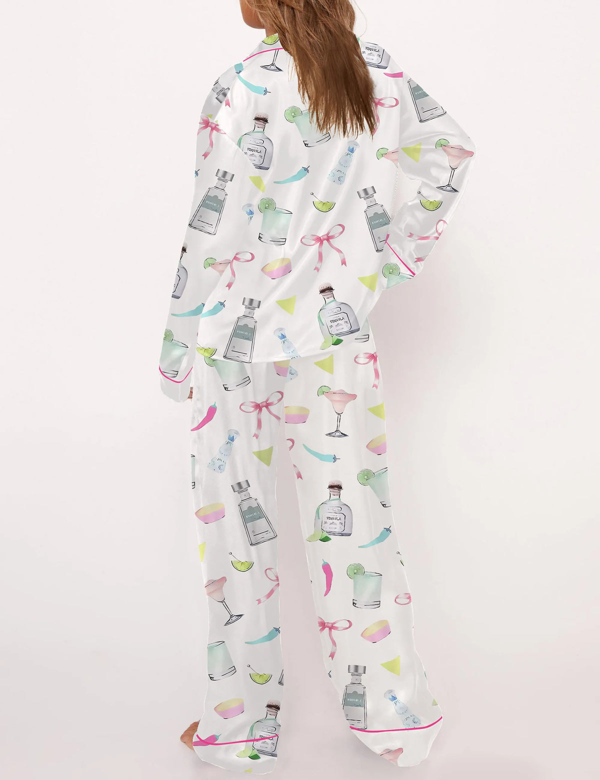 Trendy Tequila Margarita Satin Pajama Set For Women	