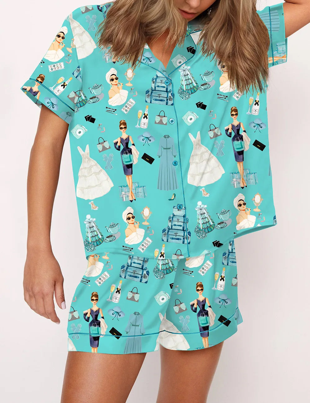 Breakfast At Tiffany's Print Pajama Set	