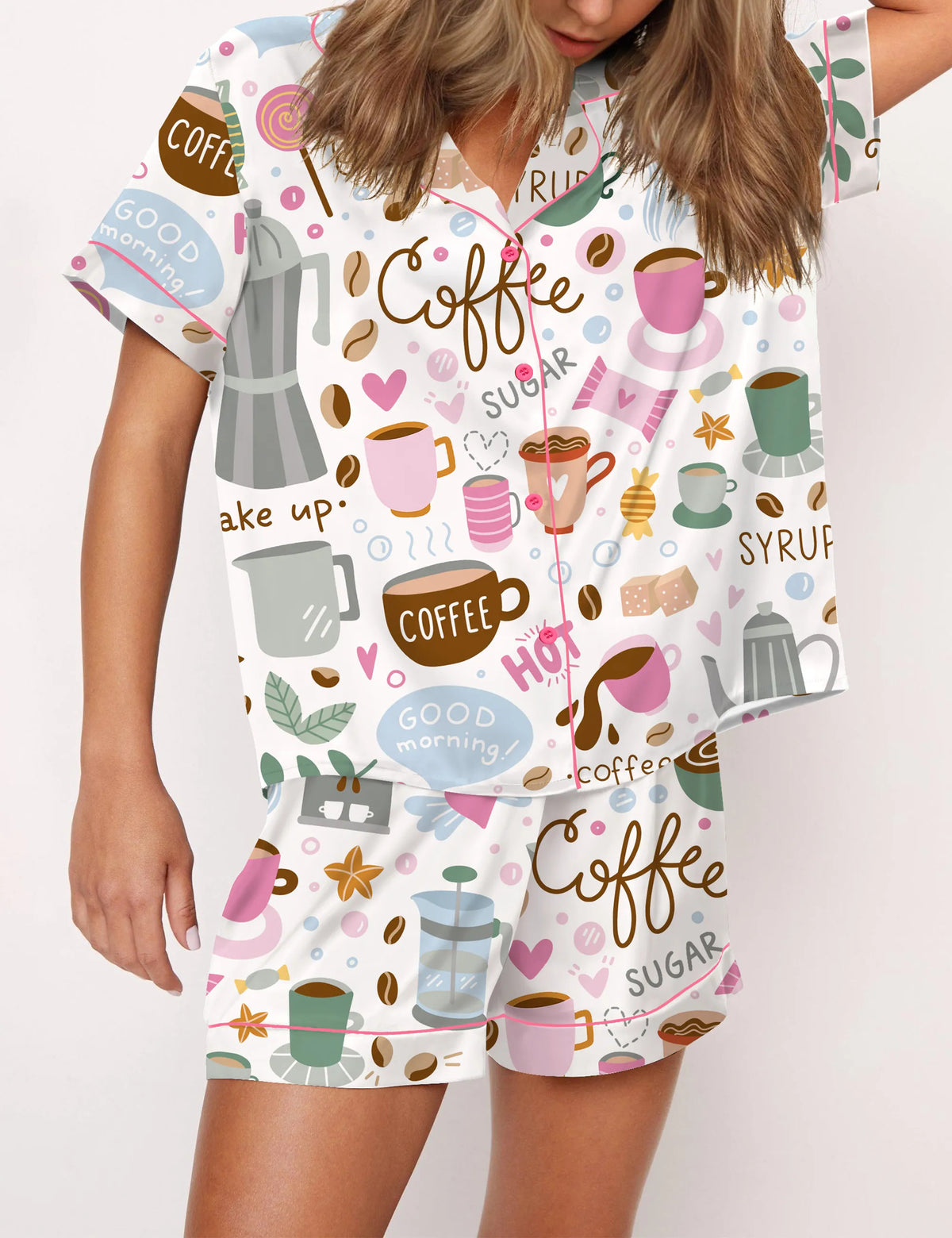 Coffee Silky Satin Pajama Set For Women	