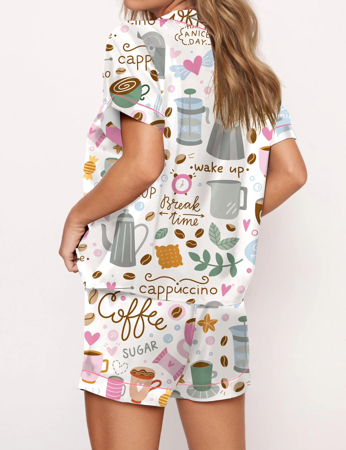 Coffee Silky Satin Pajama Set For Women	