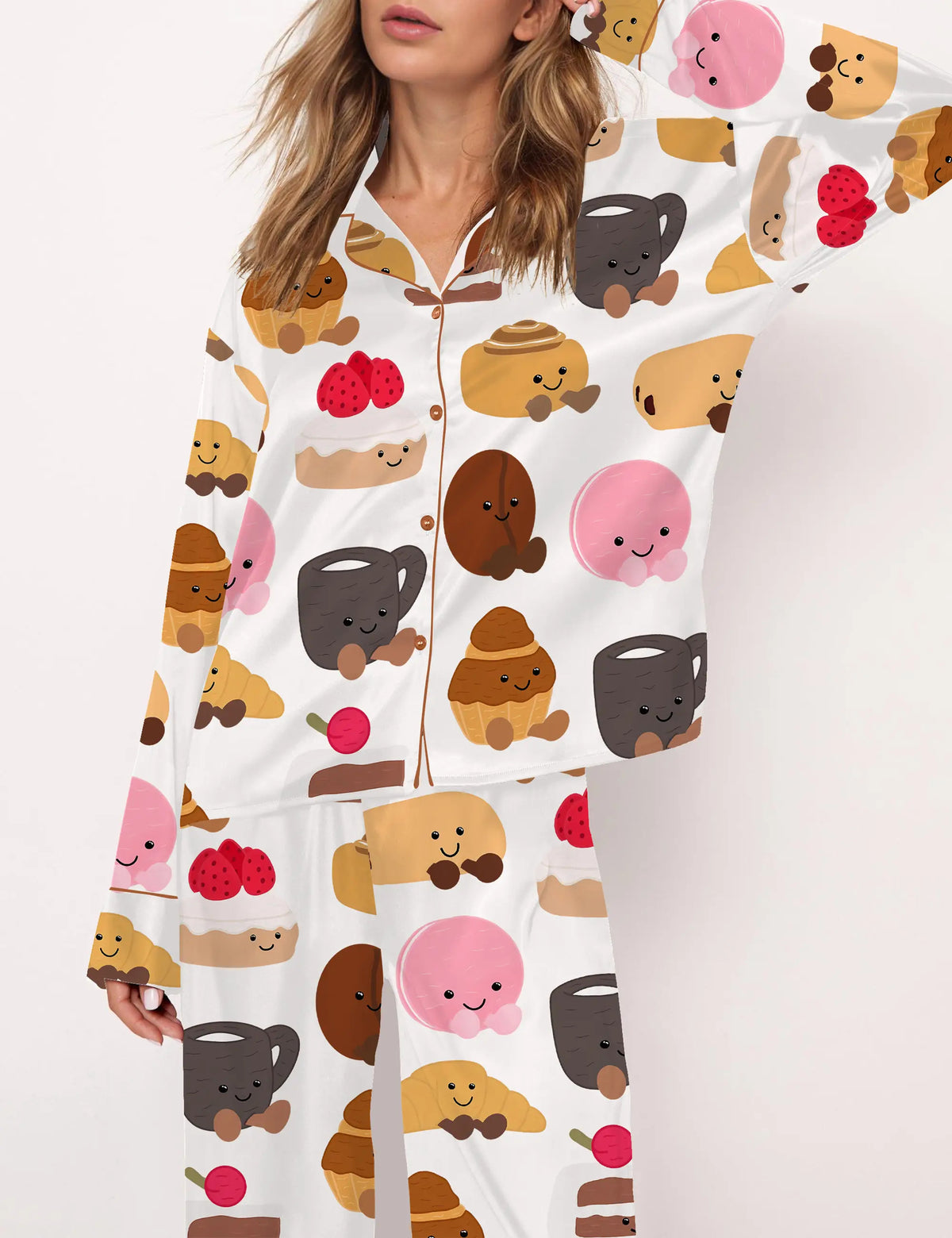 Plushies Bakery Silky Satin Pajama Set For Women	
