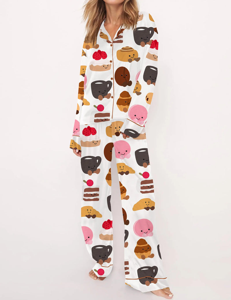 Plushies Bakery Silky Satin Pajama Set For Women	