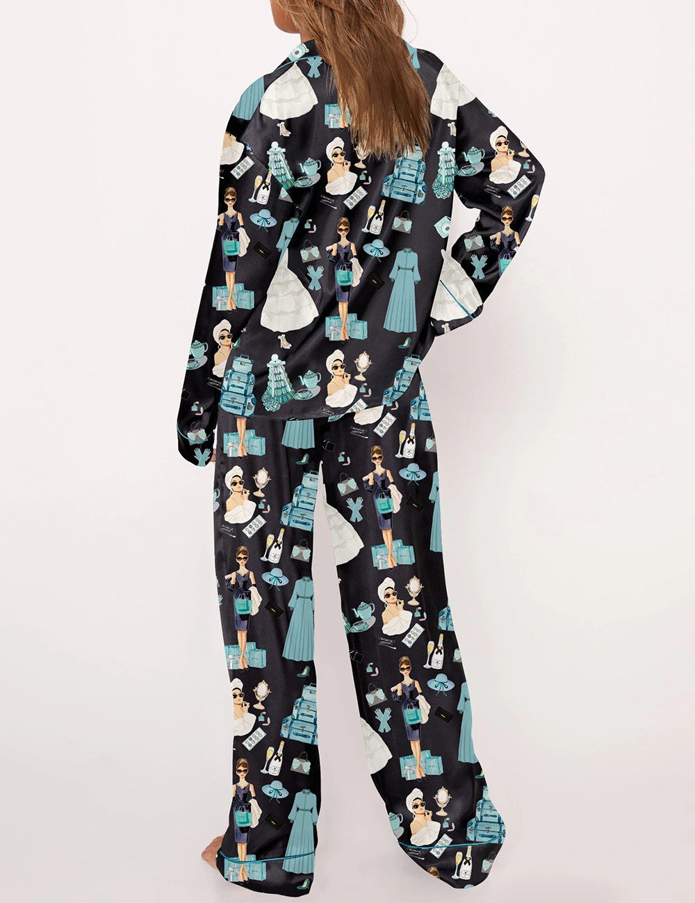 Breakfast At Tiffany's Print Pajama Set	