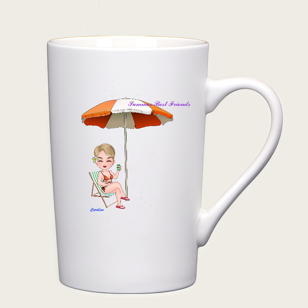 Personalized Cartoon Summer Best Friends Coffee Cup Ceramic Mug With Chubby Big Ear Birthday Gift for Friend