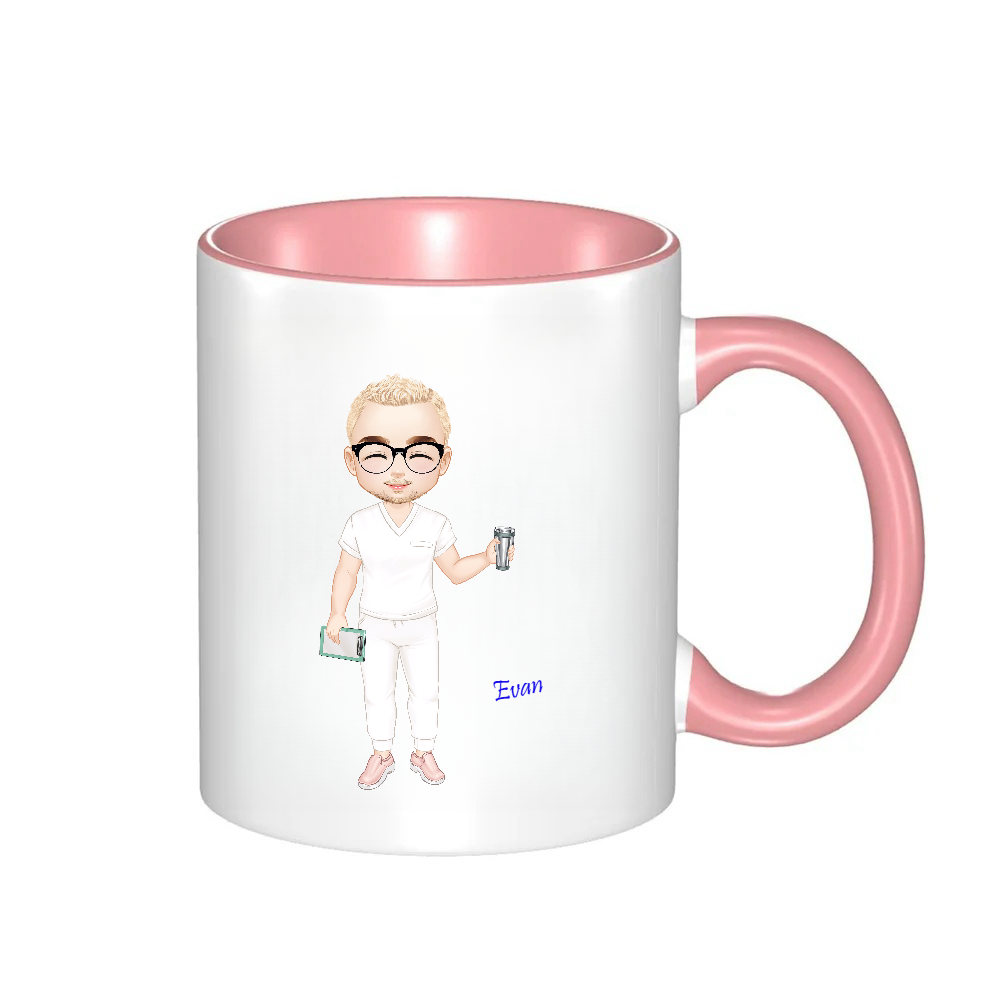 Personalized Cartoon Medical Character Coffee Cup Ceramic Mug Birthday Gratitude Gift for Nurse Doctor Medical Staff