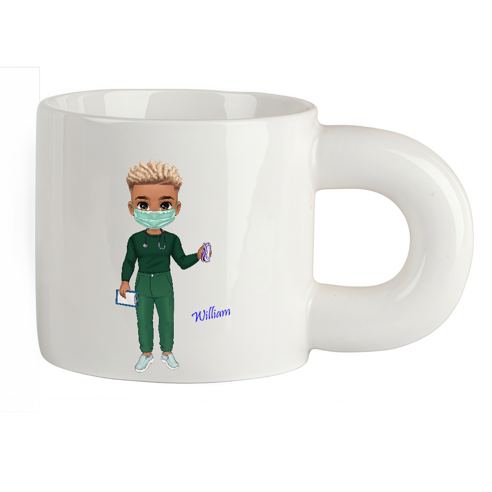Personalized Cartoon Medical Character Coffee Cup Ceramic Mug Birthday Gratitude Gift for Nurse Doctor Medical Staff