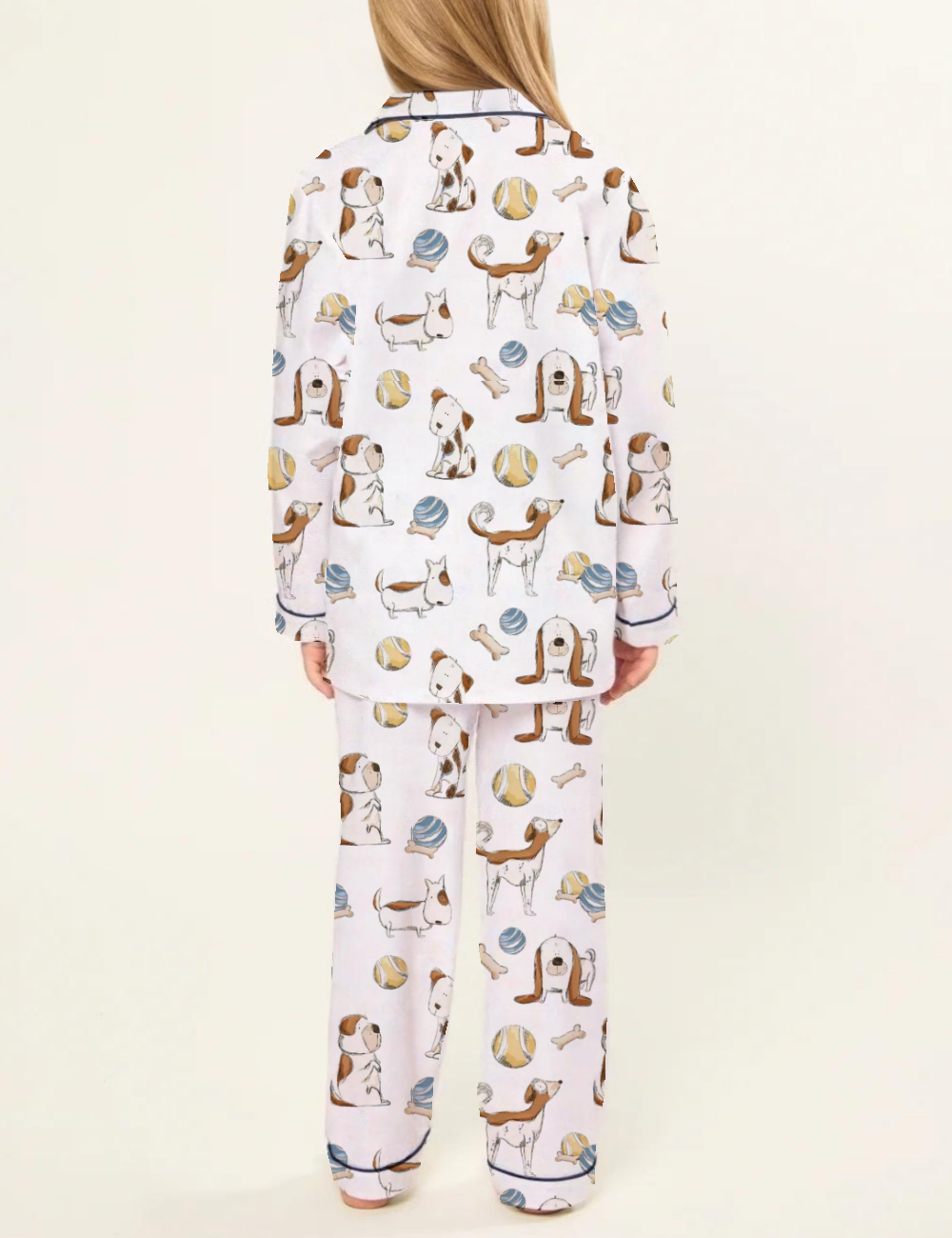 Cartoon Dog Kid's Silky Satin Pajama Set 