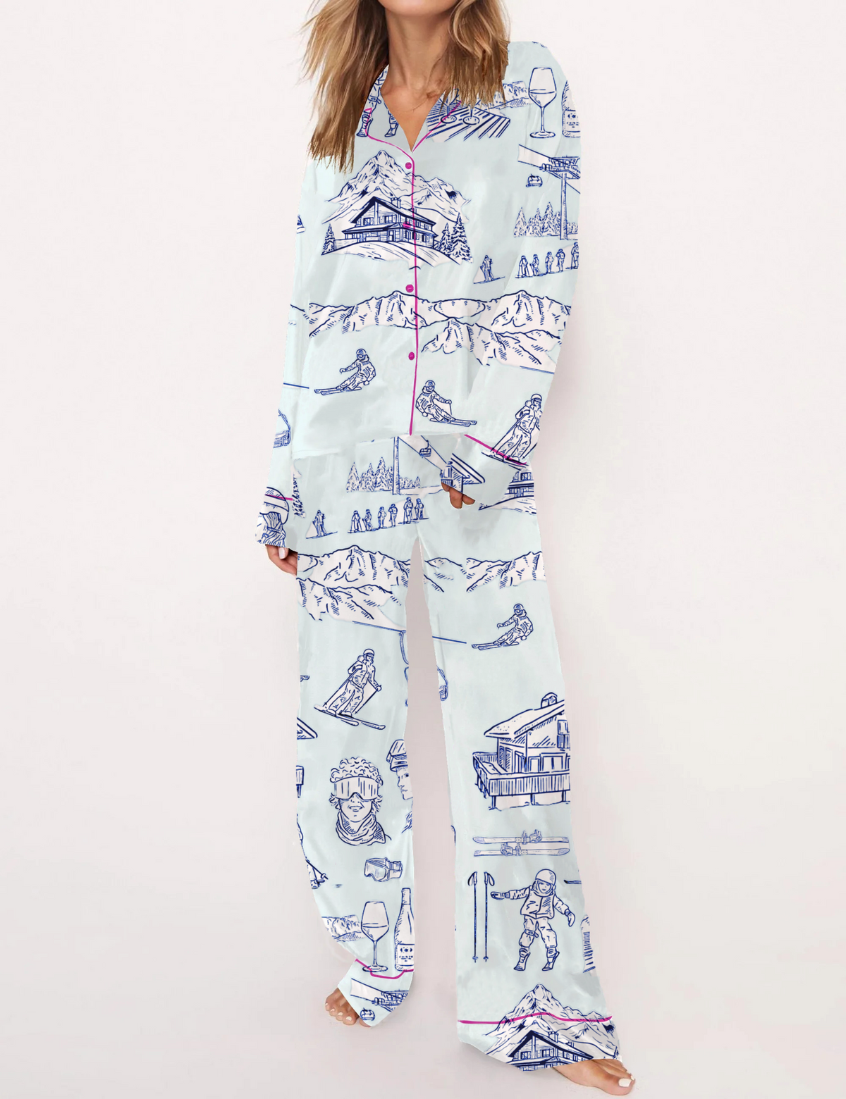 Apr¨¨s Ski Toile Silky Satin Pajama Short Set For Women