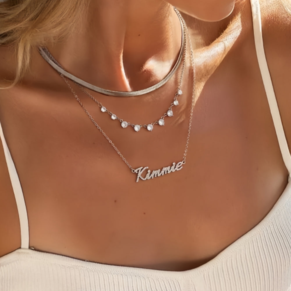 Personalized Dainty Name Necklace with Diamond Minimalist Necklace Iced Out Jewelry