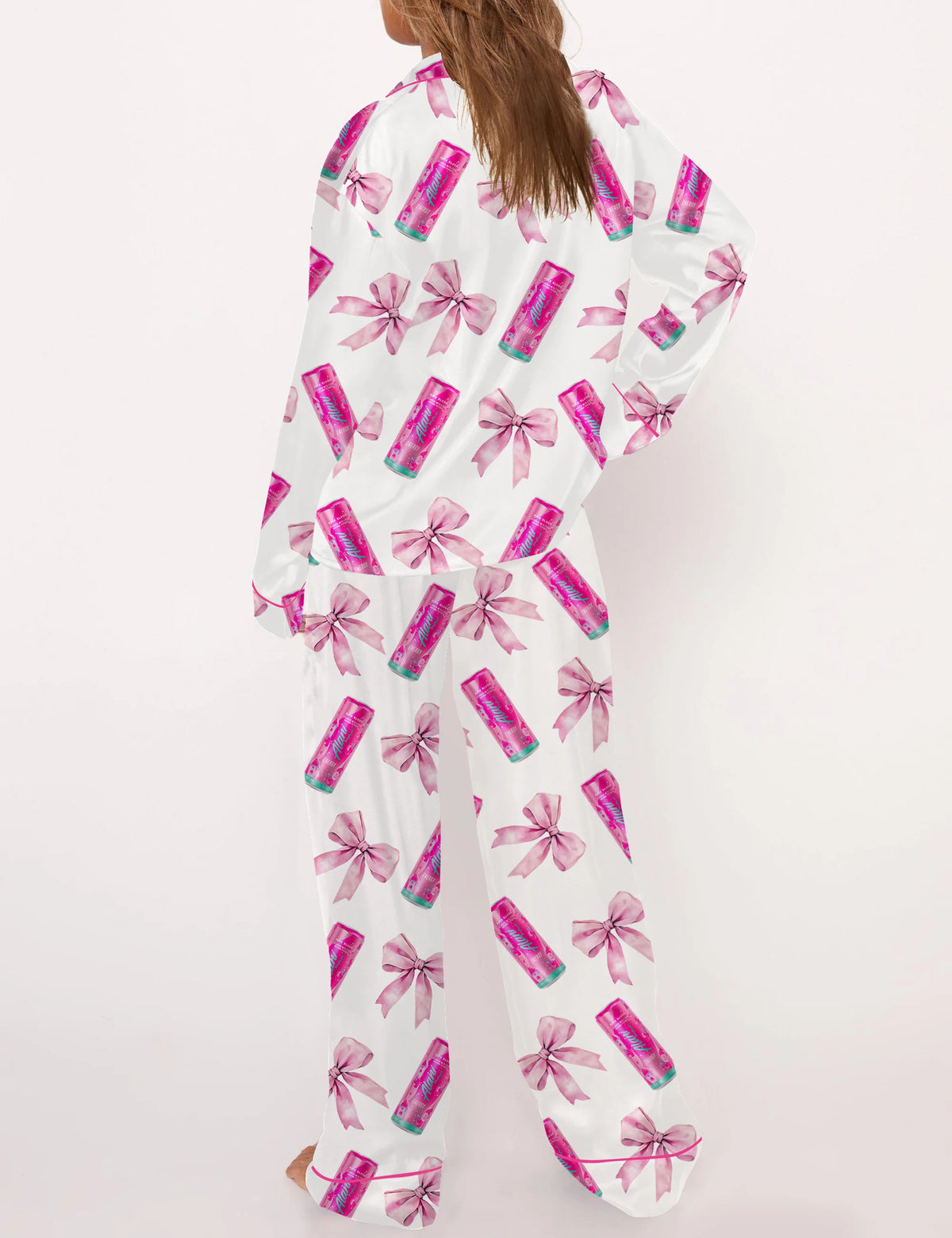 Coquette Energy Drinks Satin Pajama Set For Women	