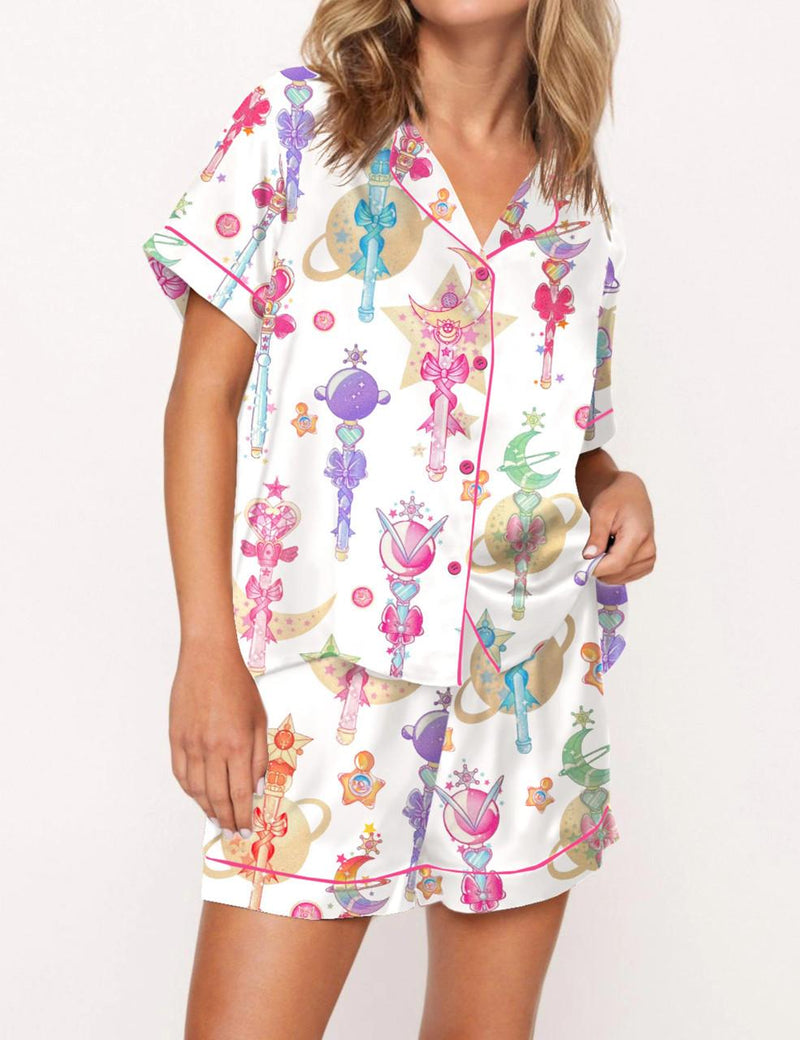 Moon Princess Sailor Guardians Wand Satin Pajama Set For Women	