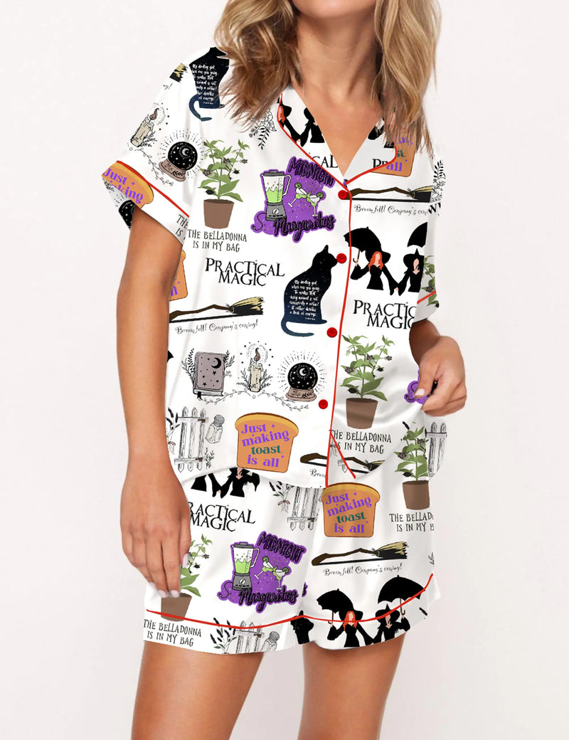 Practical Magic Witches Silky Satin Pajama Set For Women	