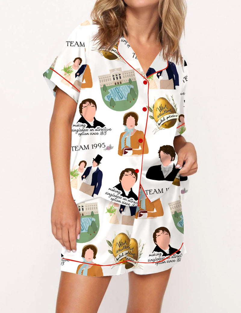 1995 Pride And Prejudice Silky Satin Pajama Set For Women	