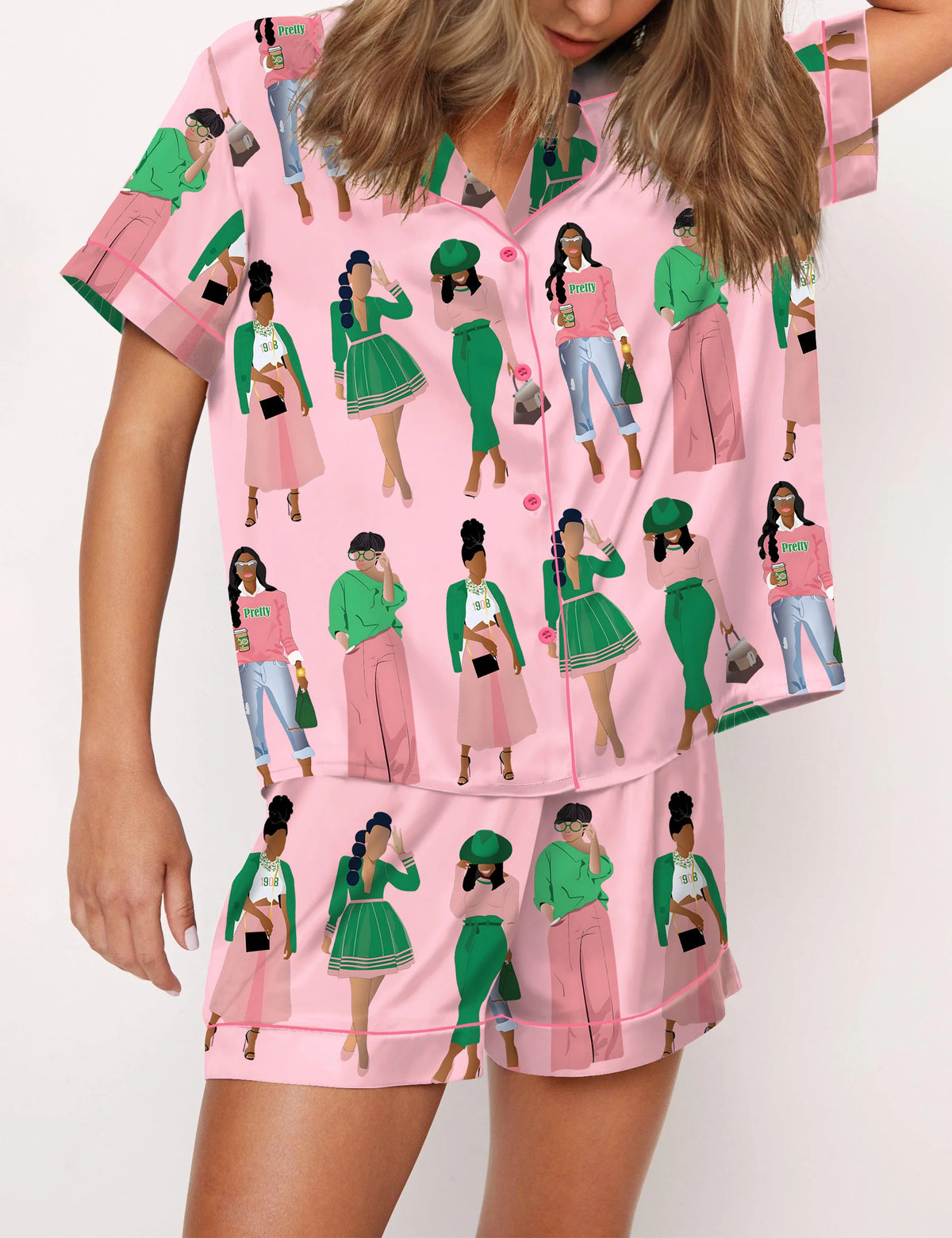 AKA Sisterhood Satin Pajama Set For Women	