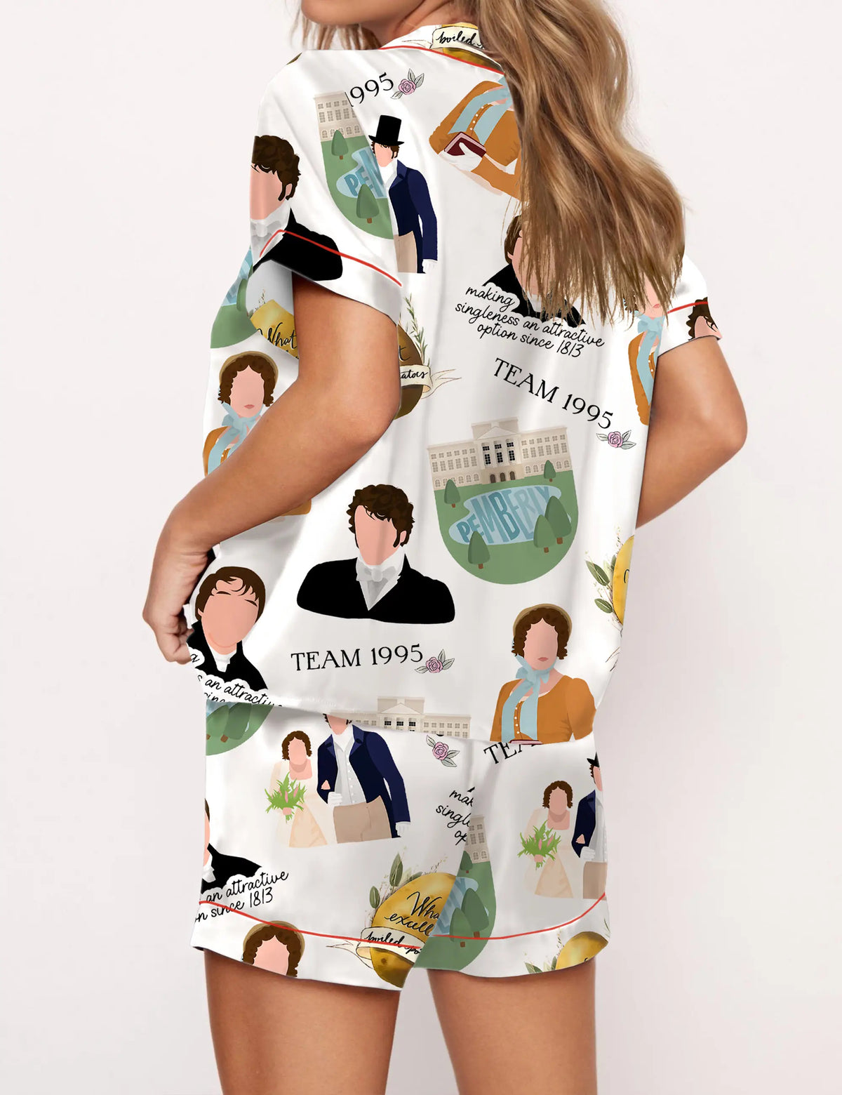 1995 Pride And Prejudice Silky Satin Pajama Set For Women	