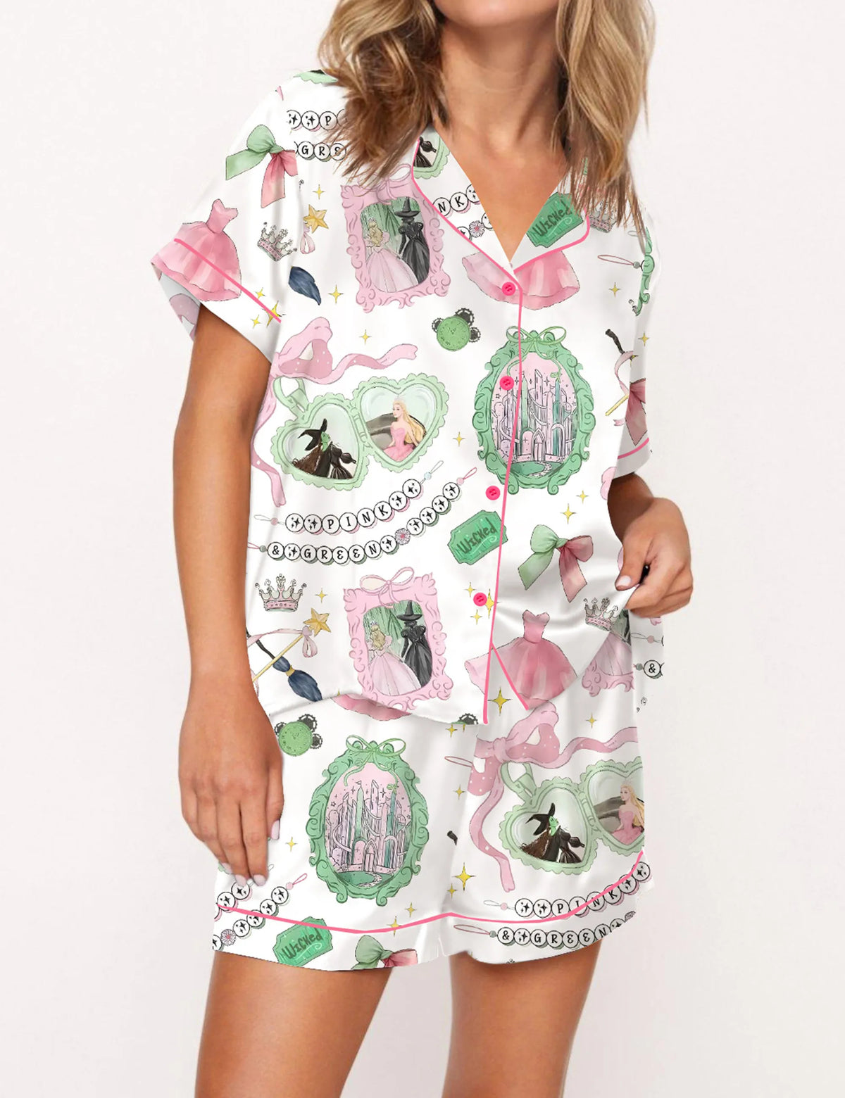 Coquette Bow Wicked Silky Satin Pajama Set For Women	