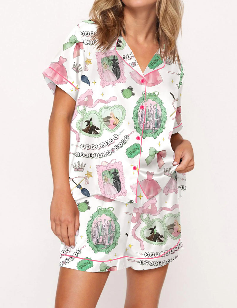 Coquette Bow Wicked Silky Satin Pajama Set For Women	