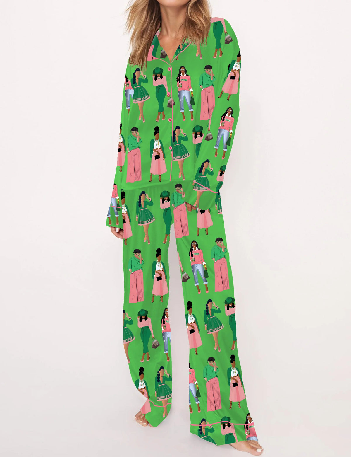 AKA Sisterhood Satin Pajama Set For Women	