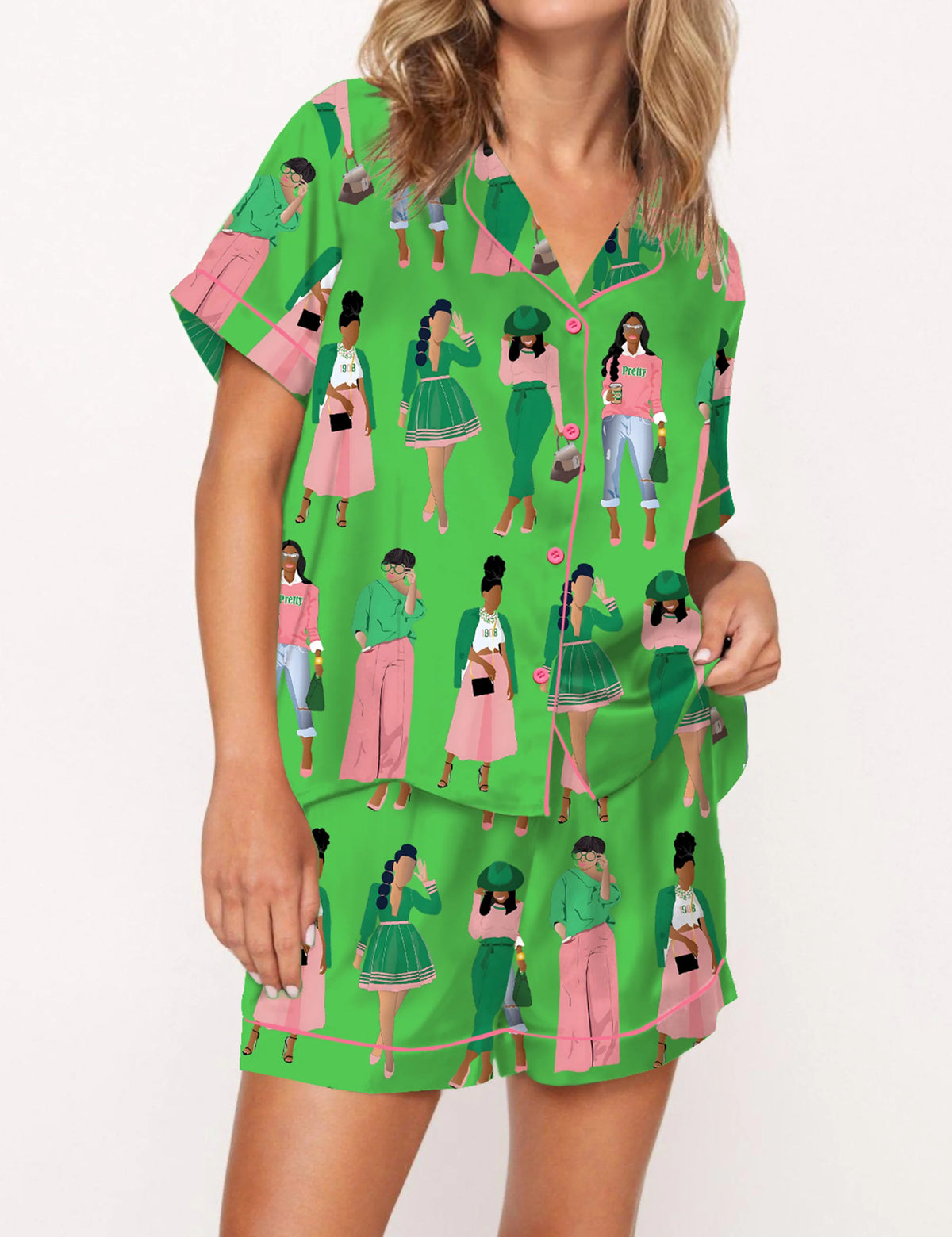 AKA Sisterhood Satin Pajama Set For Women	