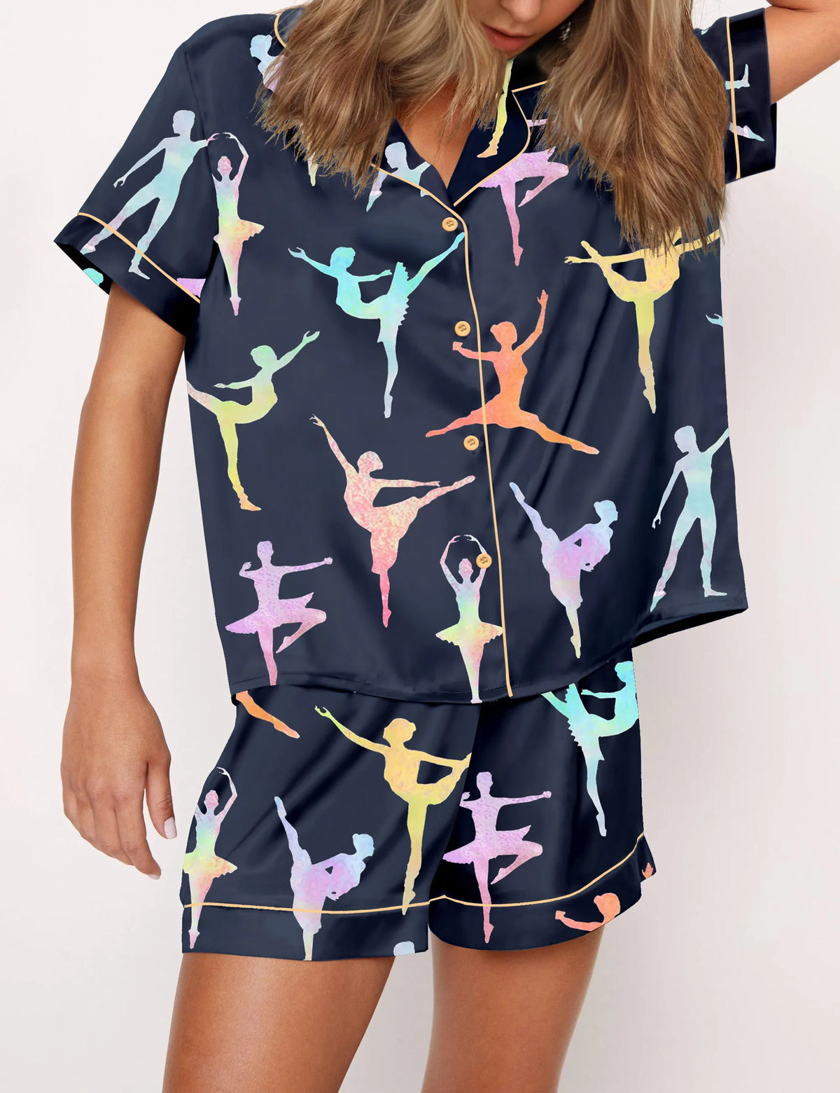 Ballet Dancer Silky Satin Pajama Set For Women	