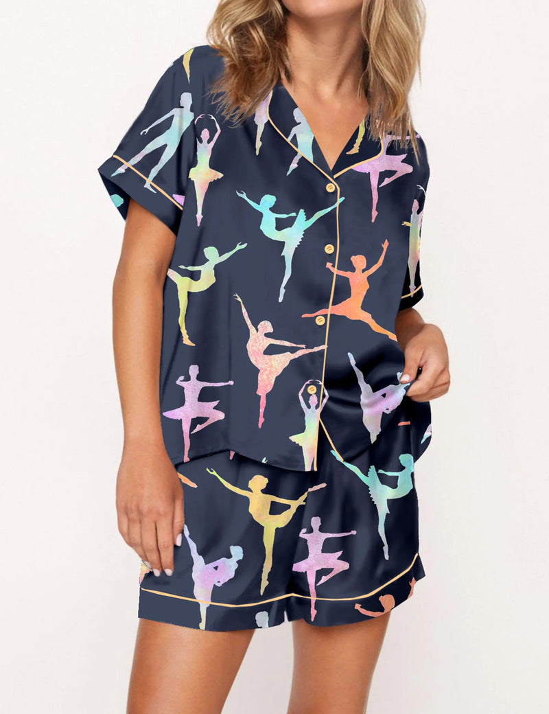 Ballet Dancer Silky Satin Pajama Set For Women	