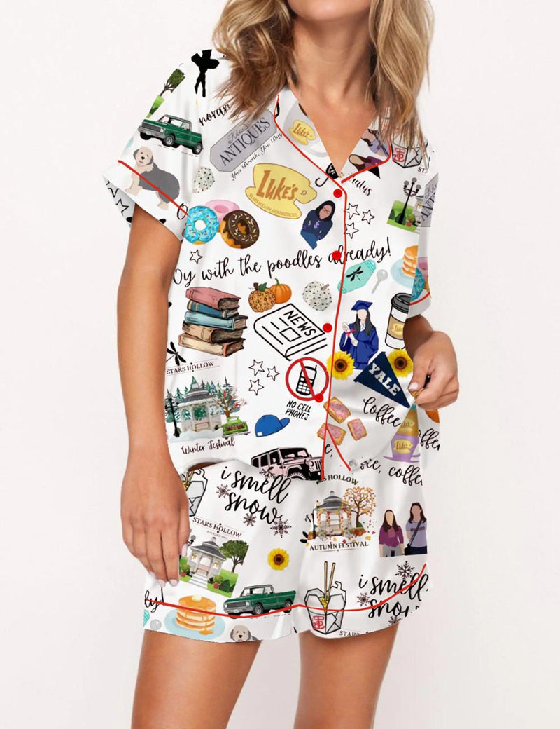 Stars Hollow Silky Satin Pajama Set For Women	