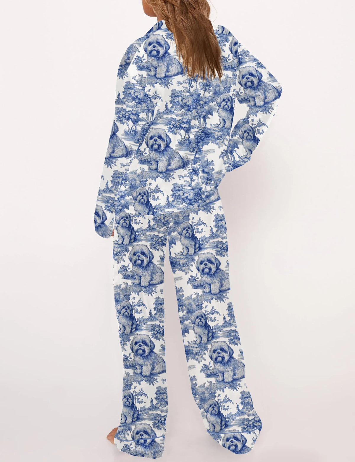 Shih Tzu Silky Satin Pajama Set For Women	