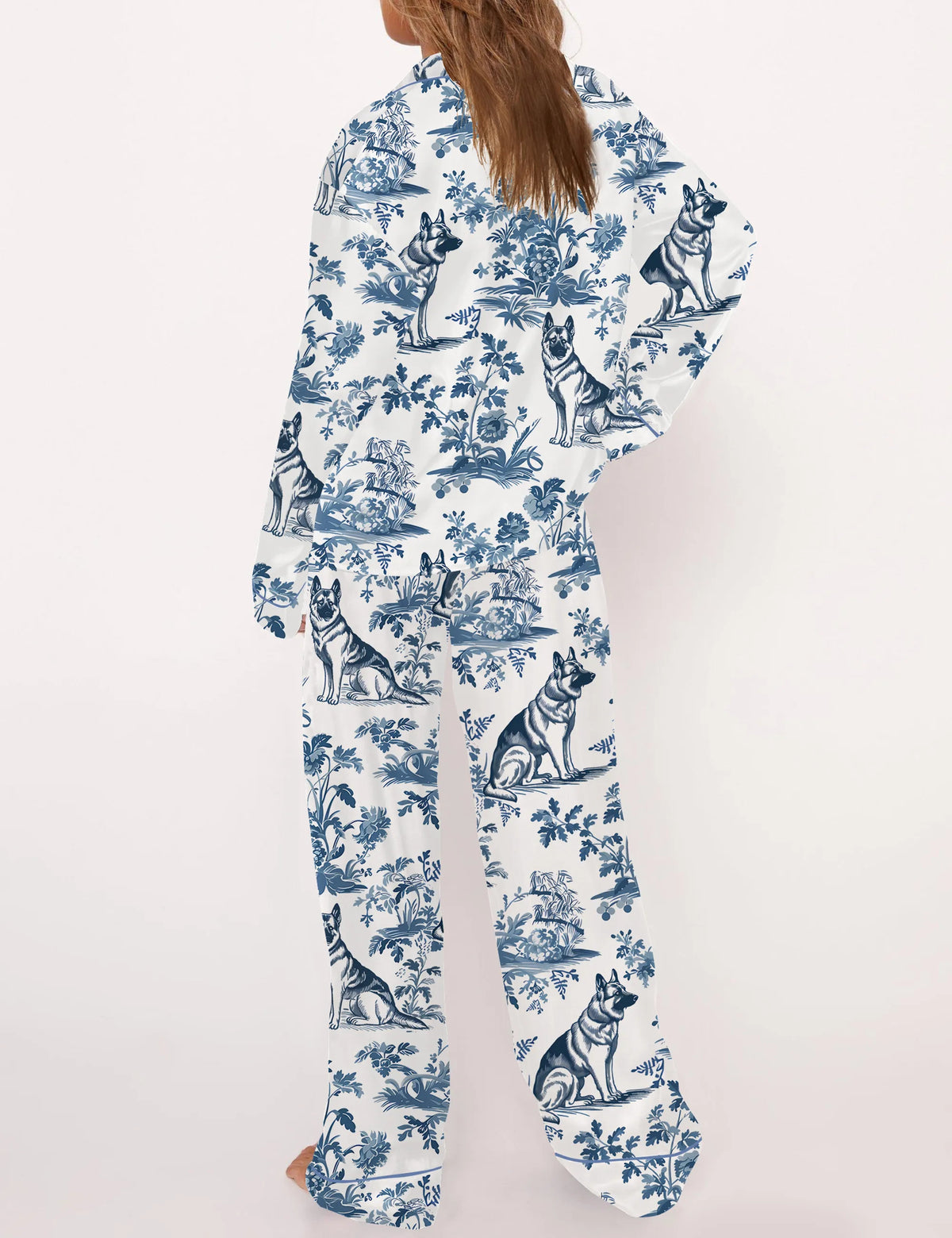 German Shepherd Silky Satin Pajama Set For Women	